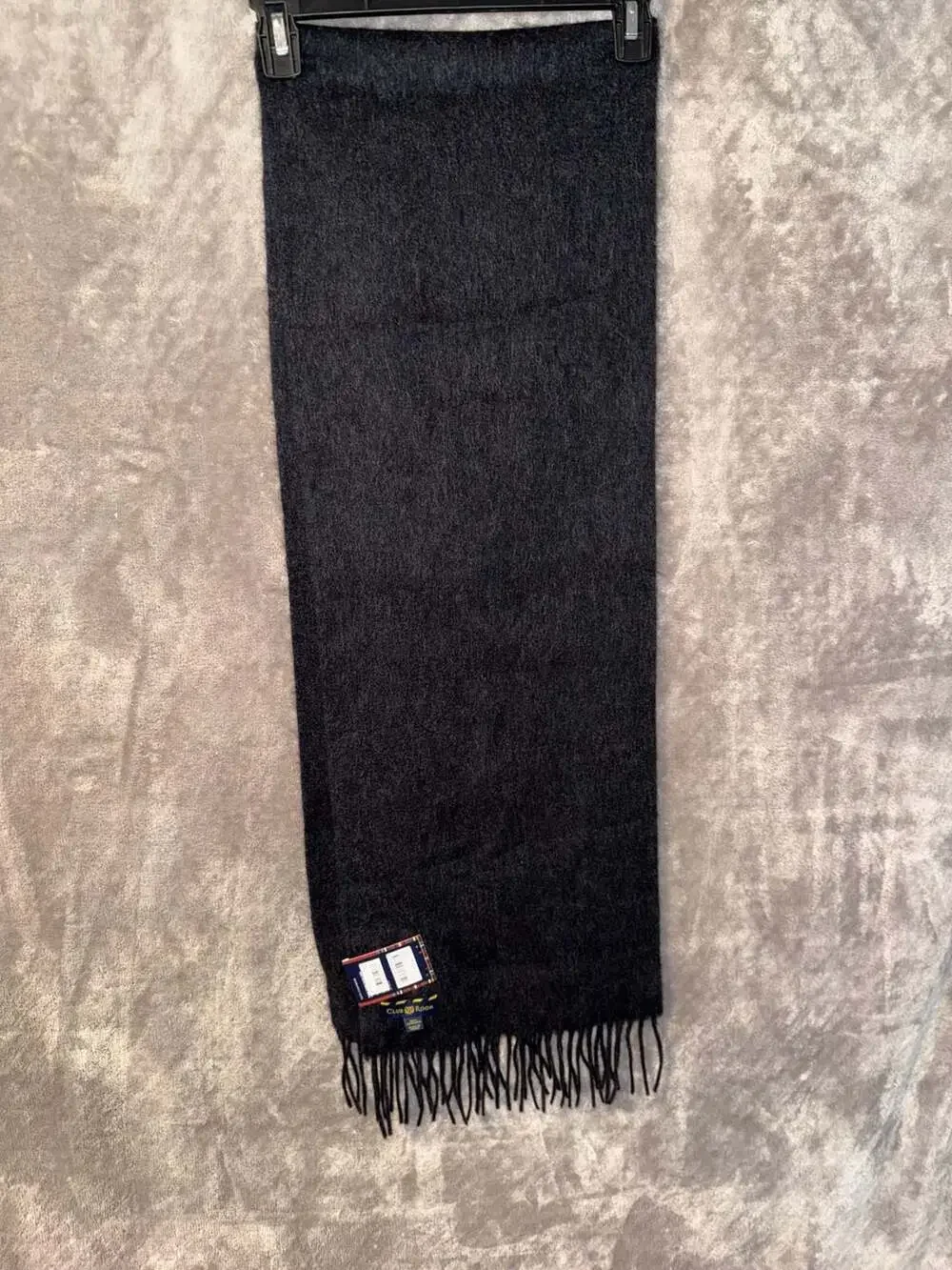 Club Room 100% Cashmere Charcoal Grey Fringed Scarf